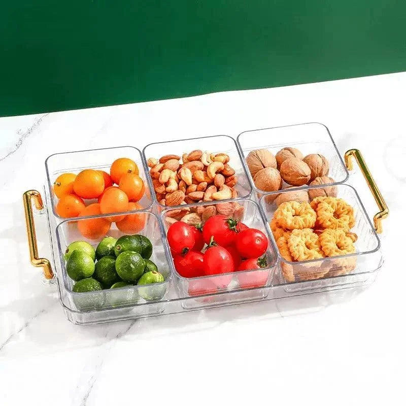 Bandeja Multifuncional para Lanches com Potes Organizadores Lenogue Transparente (6 Potes)