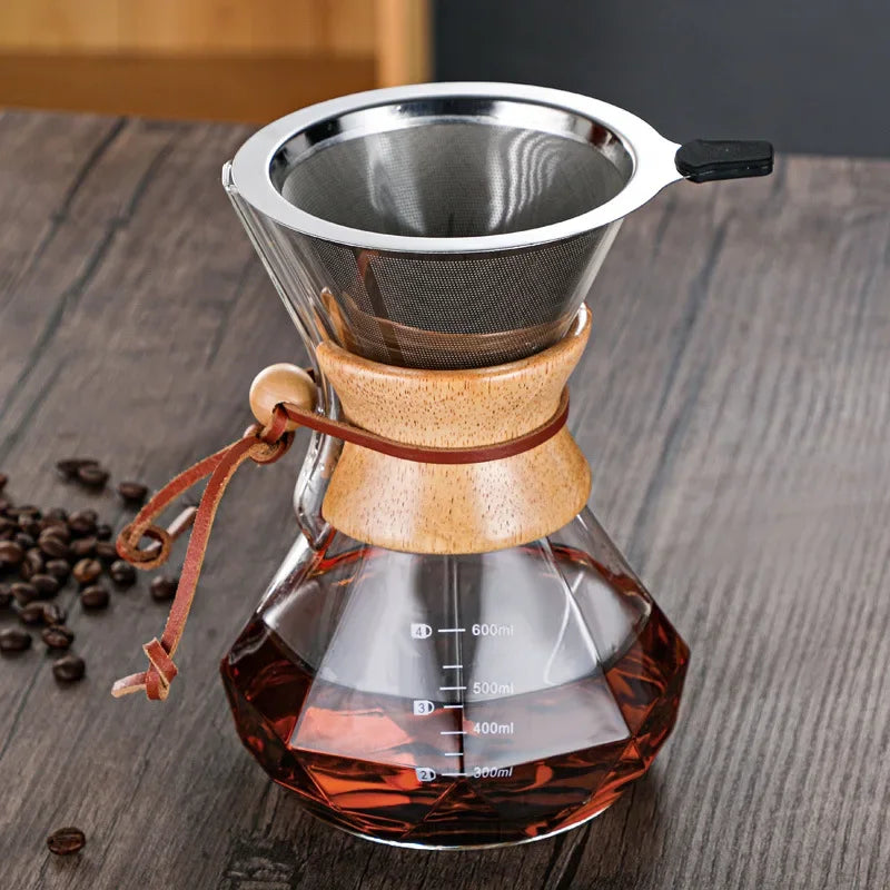 Cafeteira Manual de Vidro Borossilicato com Design Diamante Lenogue