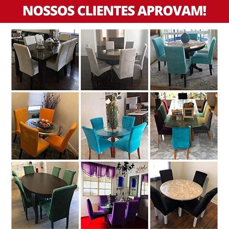 Capa de Cadeira de Jantar Suede Premium Impermeável Bege Lenogue