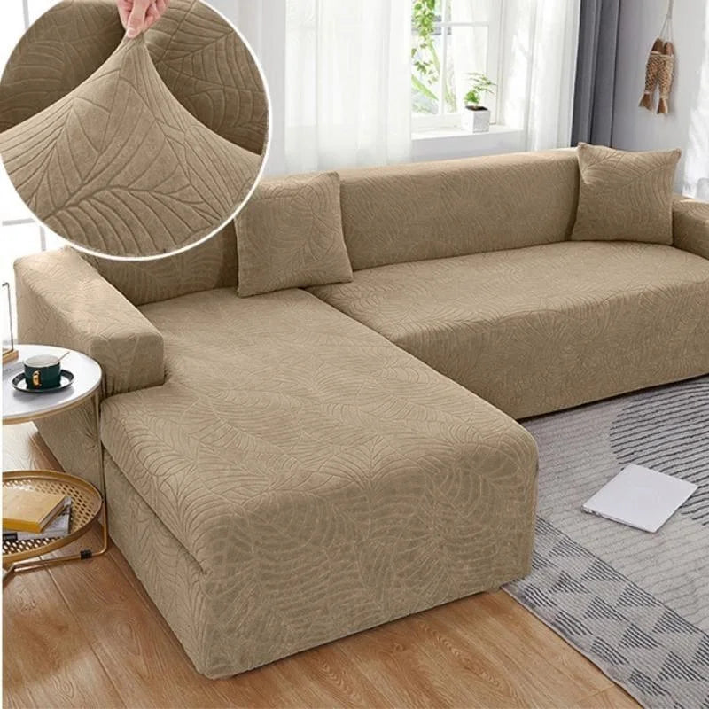 Capa para Sofá Jacquard Antiderrapante e Impermeável Bege Lenogue 1 Lugar (90-140cm)