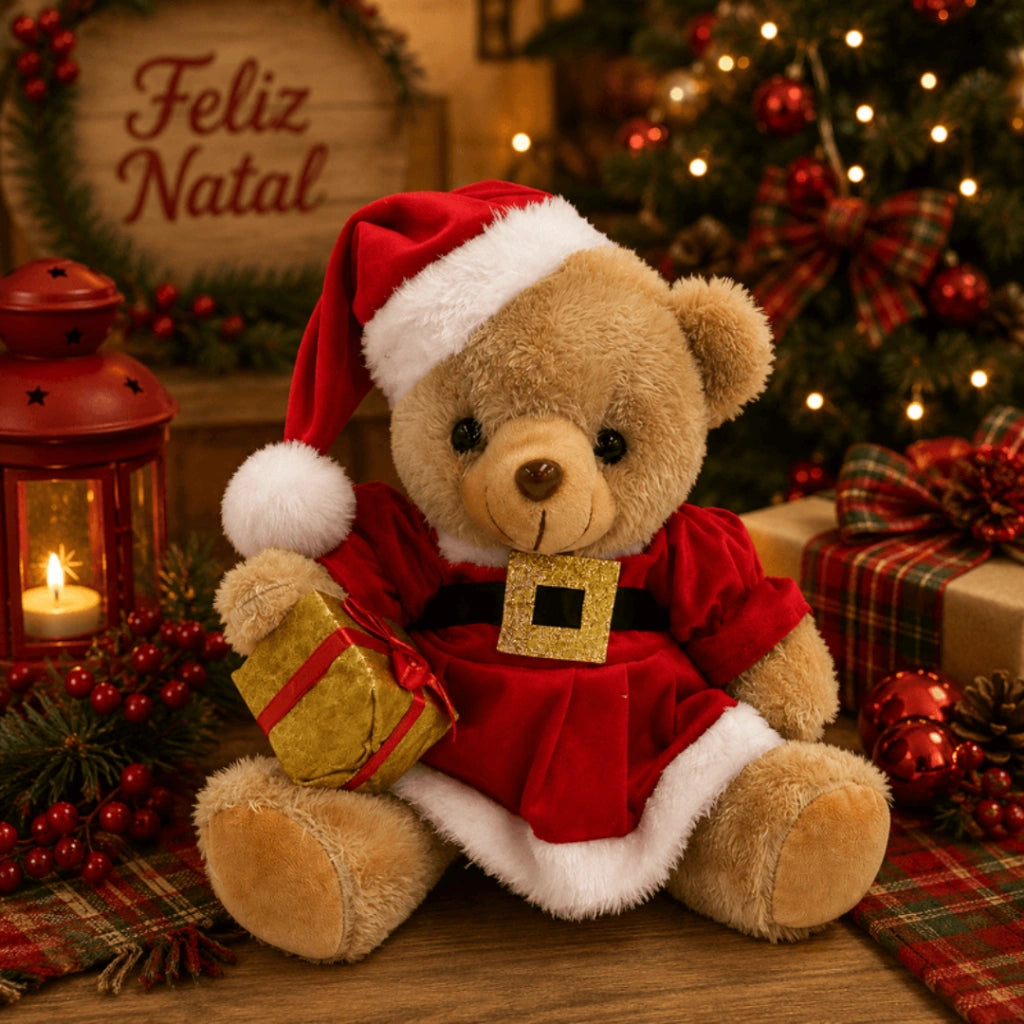 Casal Ursos Natalinos Douceur Roupa Papai Noel Base Estável Lenogue
