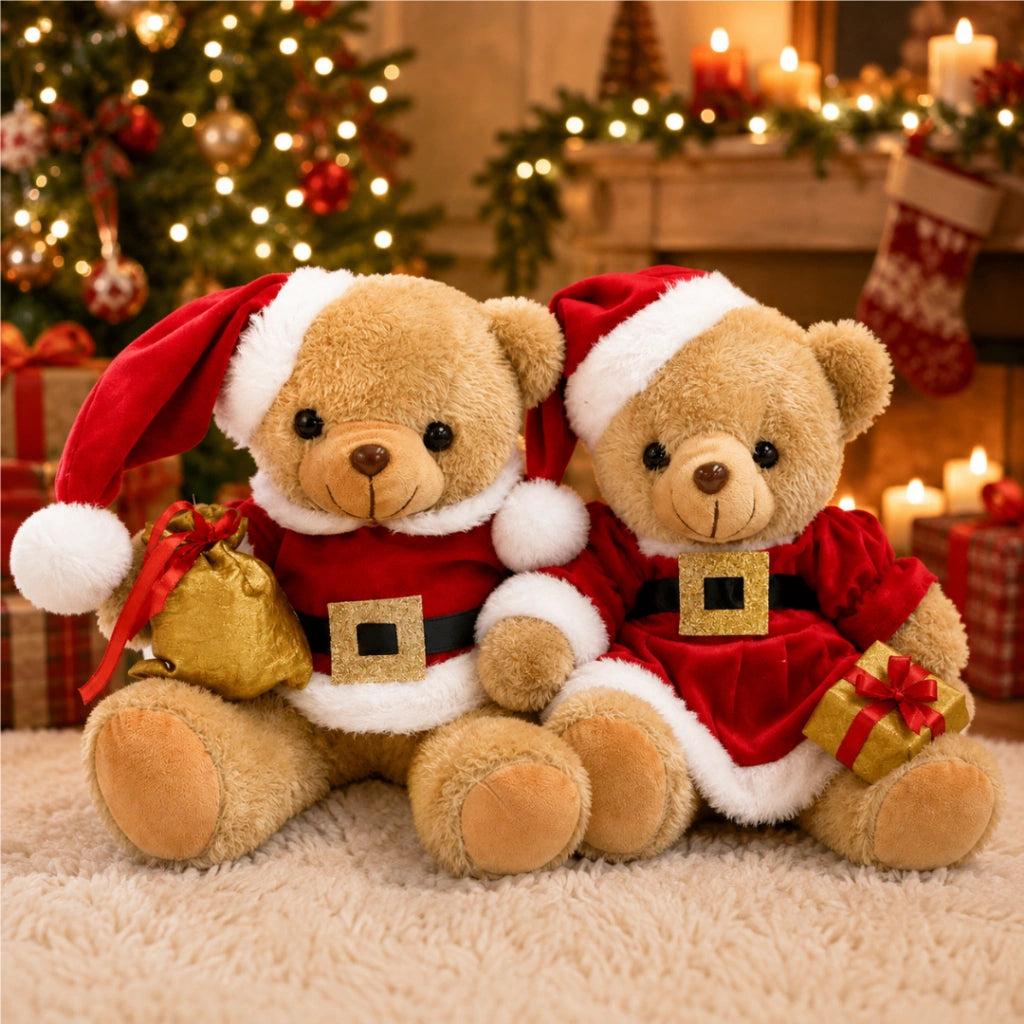 Casal Ursos Natalinos Douceur Roupa Papai Noel Base Estável Lenogue
