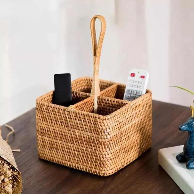 Cesta de Armazenamento em Vime Rattan Feita à Mão para Organização Lenogue