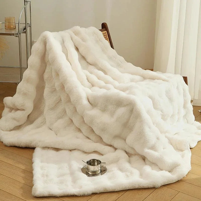 Cobertor de Pelúcia Bege para Decoração de Casa Lenogue Branco / P - 100 x 160 cm