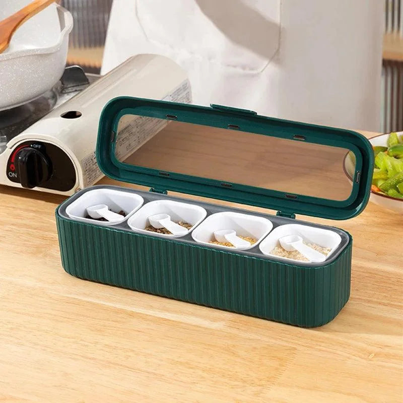 Conjunto Organizador de Temperos com Caixa e Garrafa para Cozinha Lenogue