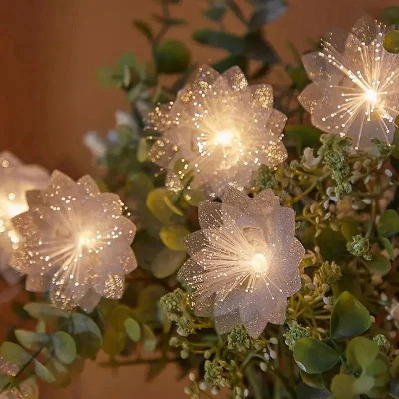 Cordão de Luz Led Decorativo com Flores para Natal Lenogue