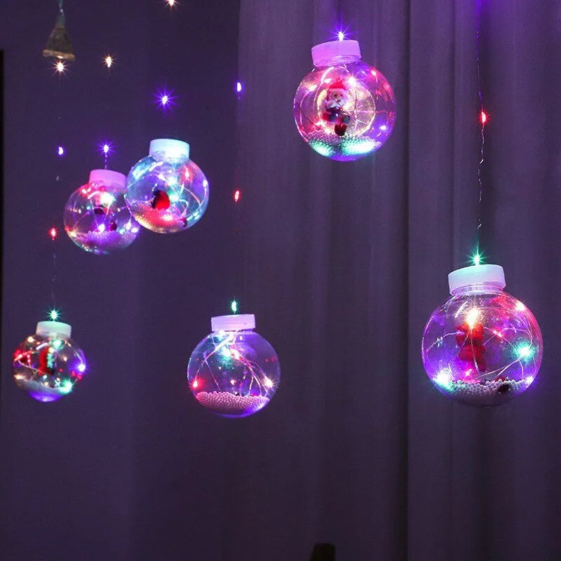 Cordão de Luzes Led Decorativas para Natal com Bolinhas Festivas Lenogue