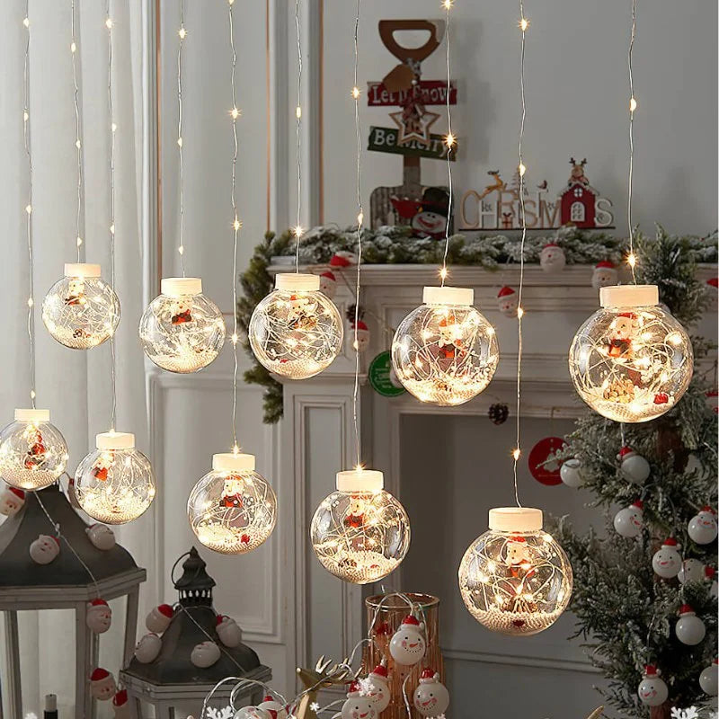 Cordão de Luzes Led Decorativas para Natal com Bolinhas Festivas Lenogue