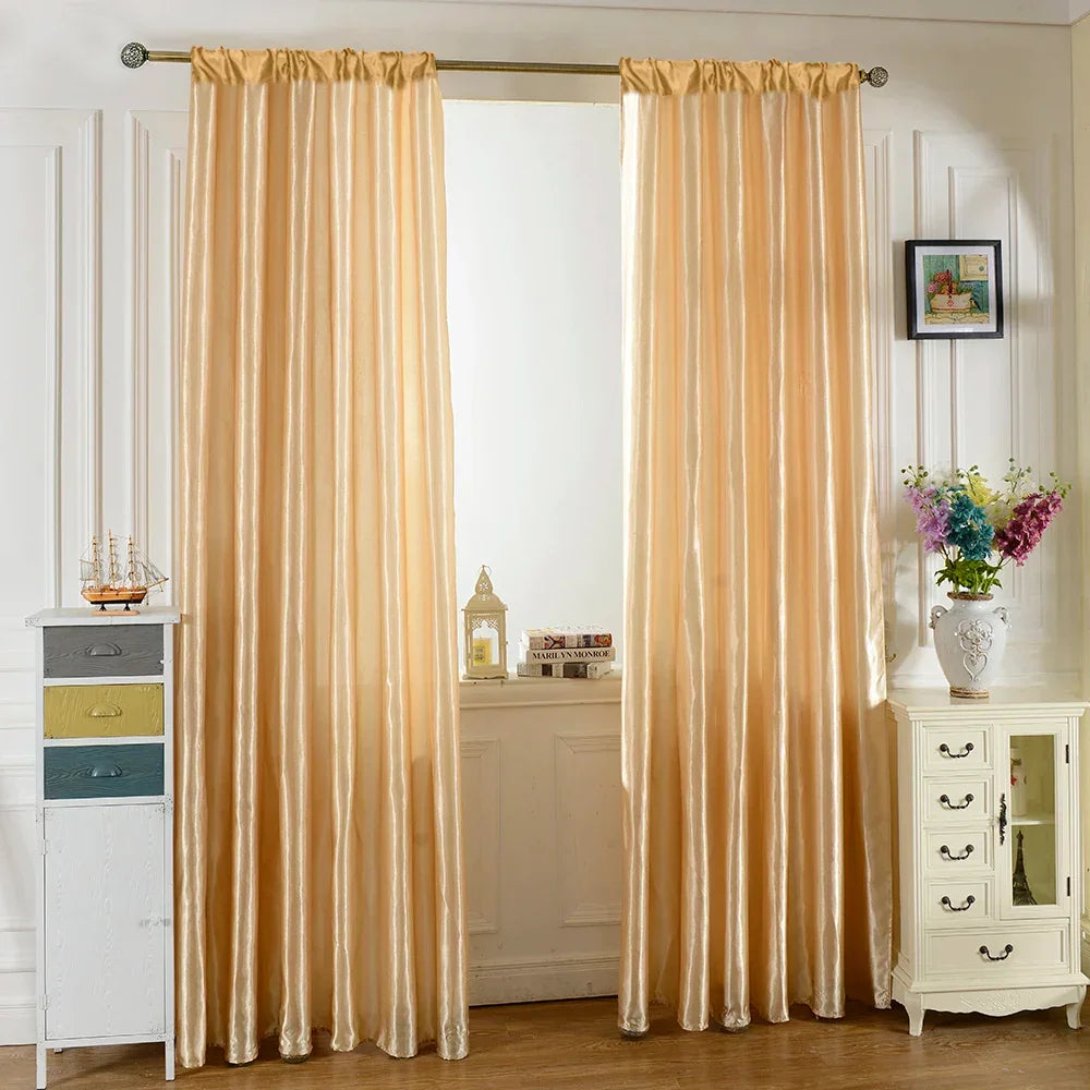 Cortina Acetinada para Varão com Caimento Fluido Lenogue Bege / 130 x 160 Cm