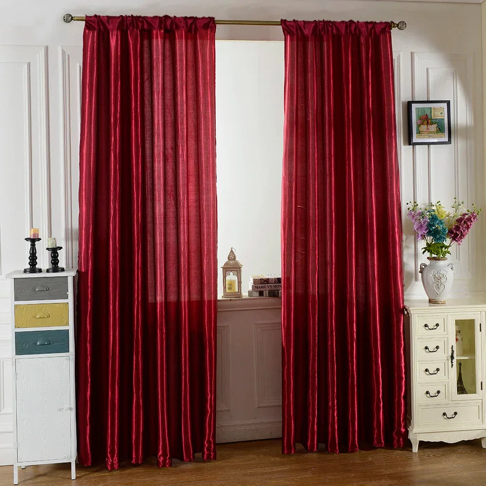 Cortina Acetinada para Varão com Caimento Fluido Lenogue Vermelho / 130 x 160 Cm