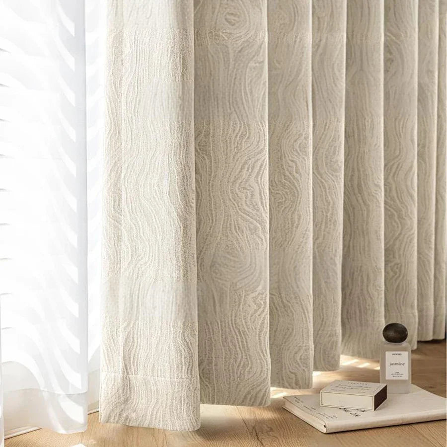 Cortina Blackout Jacquard Carvalho Listrado com Ilhós Lenogue