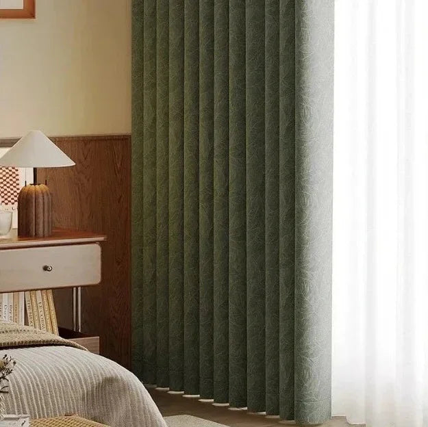 Cortina Chenille com Isolamento Térmico e Proteção Solar Lenogue Verde / 100 x 180 Cm