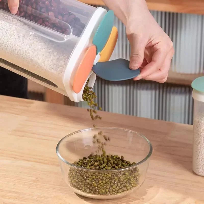 Dispensador de Alimentos e Cereais com 4 Divisórias para Cozinha Lenogue