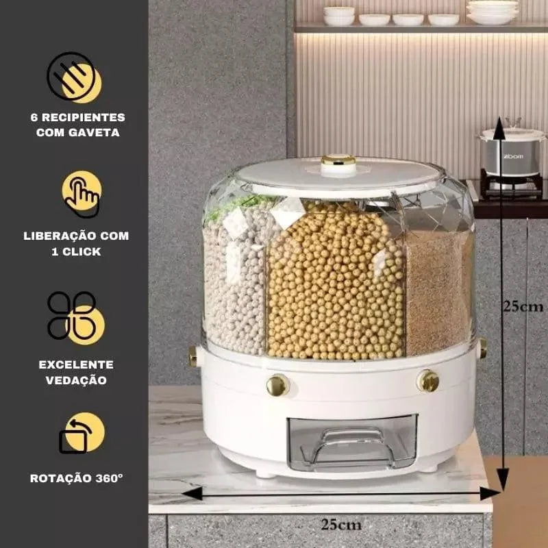 Dispensador Giratório de Alimentos e Cereais com 6 Compartimentos Lenogue
