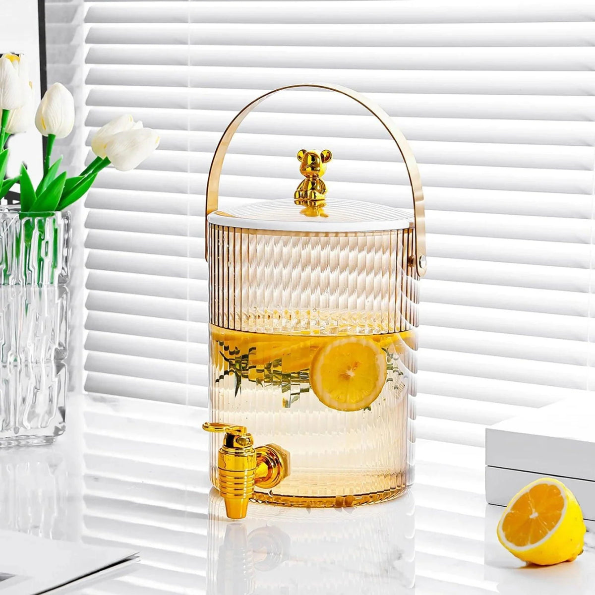 Dispenser de Bebidas 3,6l Transparente com Alça Portátil Lenogue 3,6 Litros