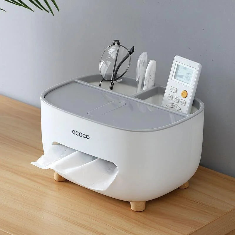 Dispenser Porta Lenço e Papel com Compartimento Multifuncional para Banheiro Lenogue