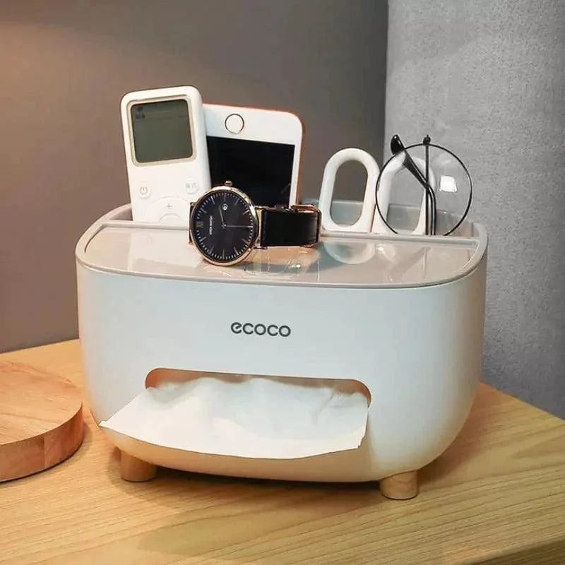 Dispenser Porta Lenço e Papel com Compartimento Multifuncional para Banheiro Lenogue