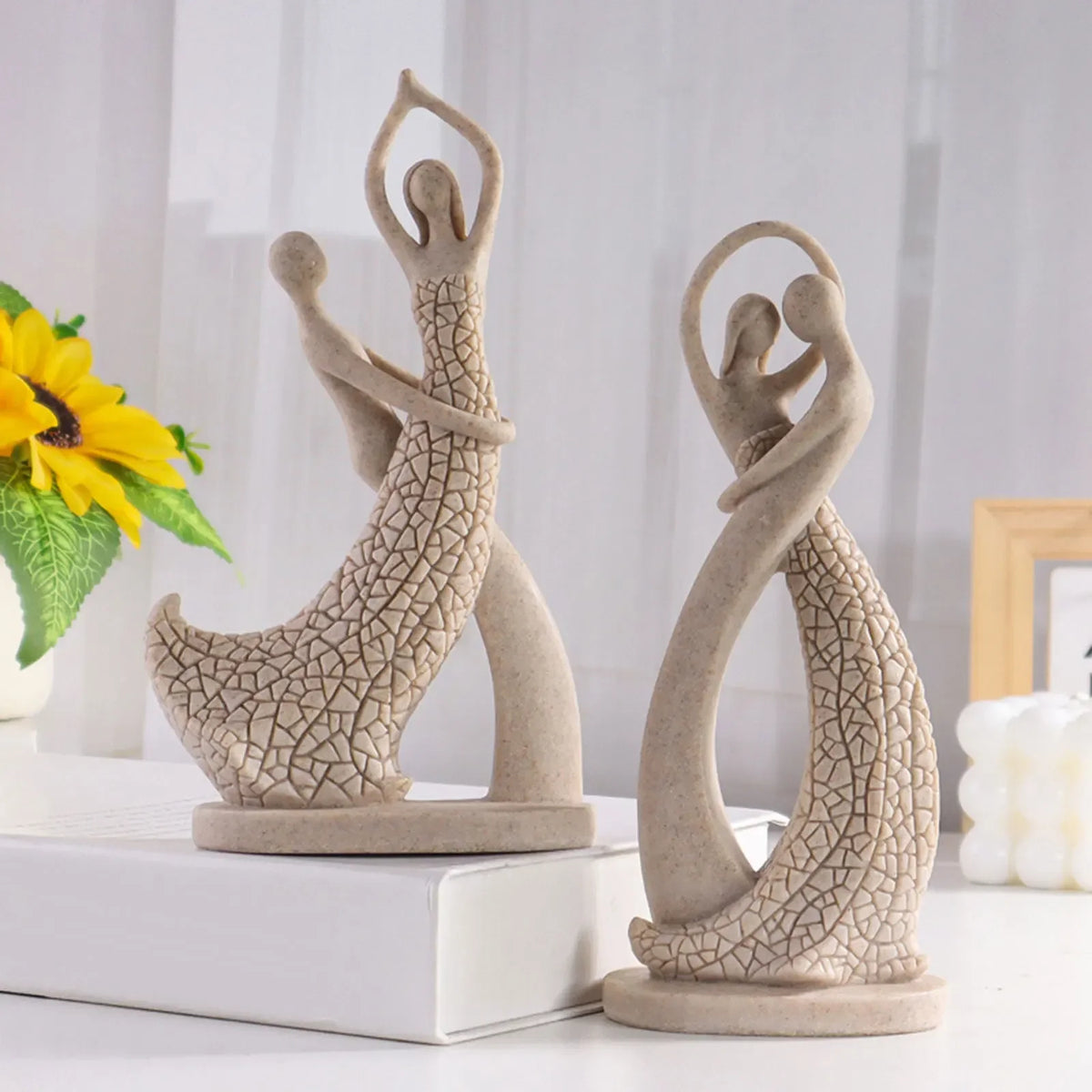 Escultura Abstrata de Casal para Mesa e Decoração Moderna Lenogue