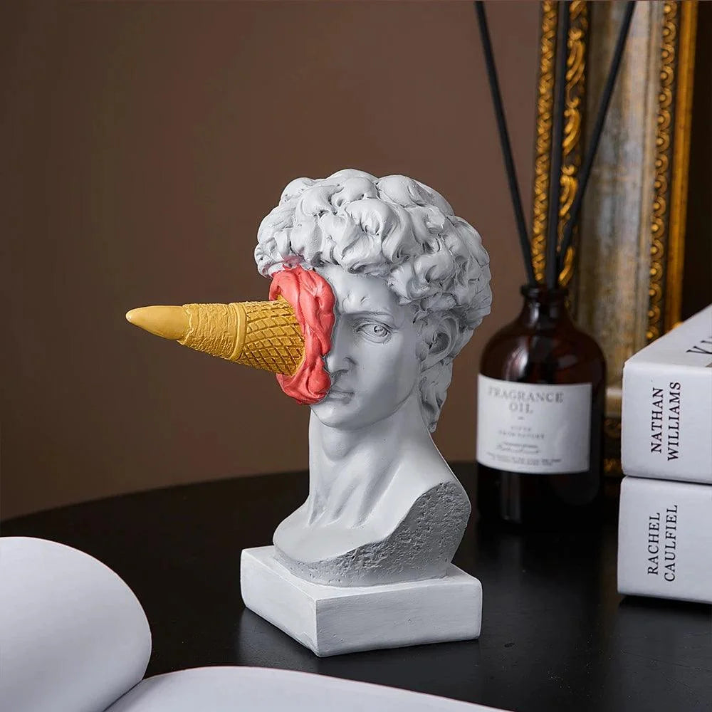 Escultura David de Sorvete Pós-moderno em Resina para Decoração Lenogue Mod. b