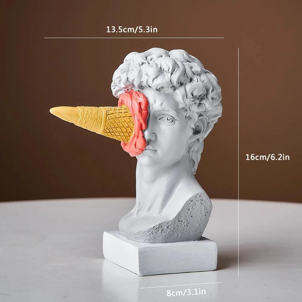 Escultura David de Sorvete Pós-moderno em Resina para Decoração Lenogue