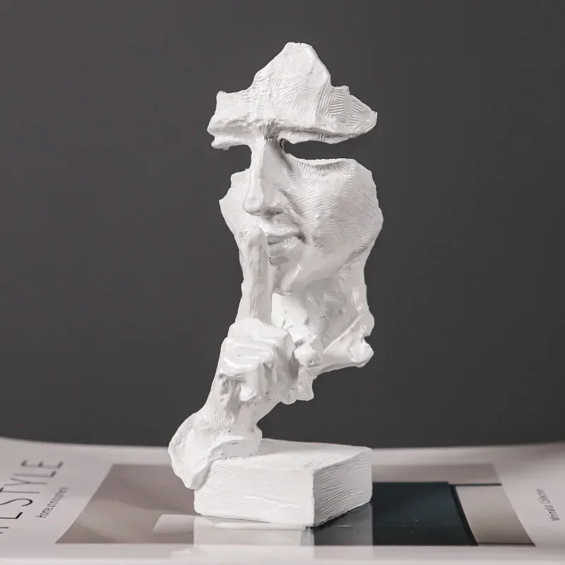 Escultura de Rosto Abstrato Vintage em Resina não Fale Lenogue Branco