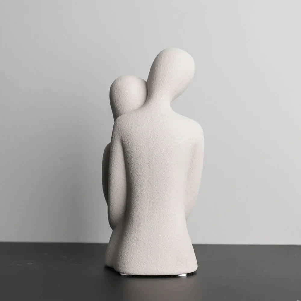 Escultura Nórdica de Casal Abstrato em Cerâmica Fosca Lenogue