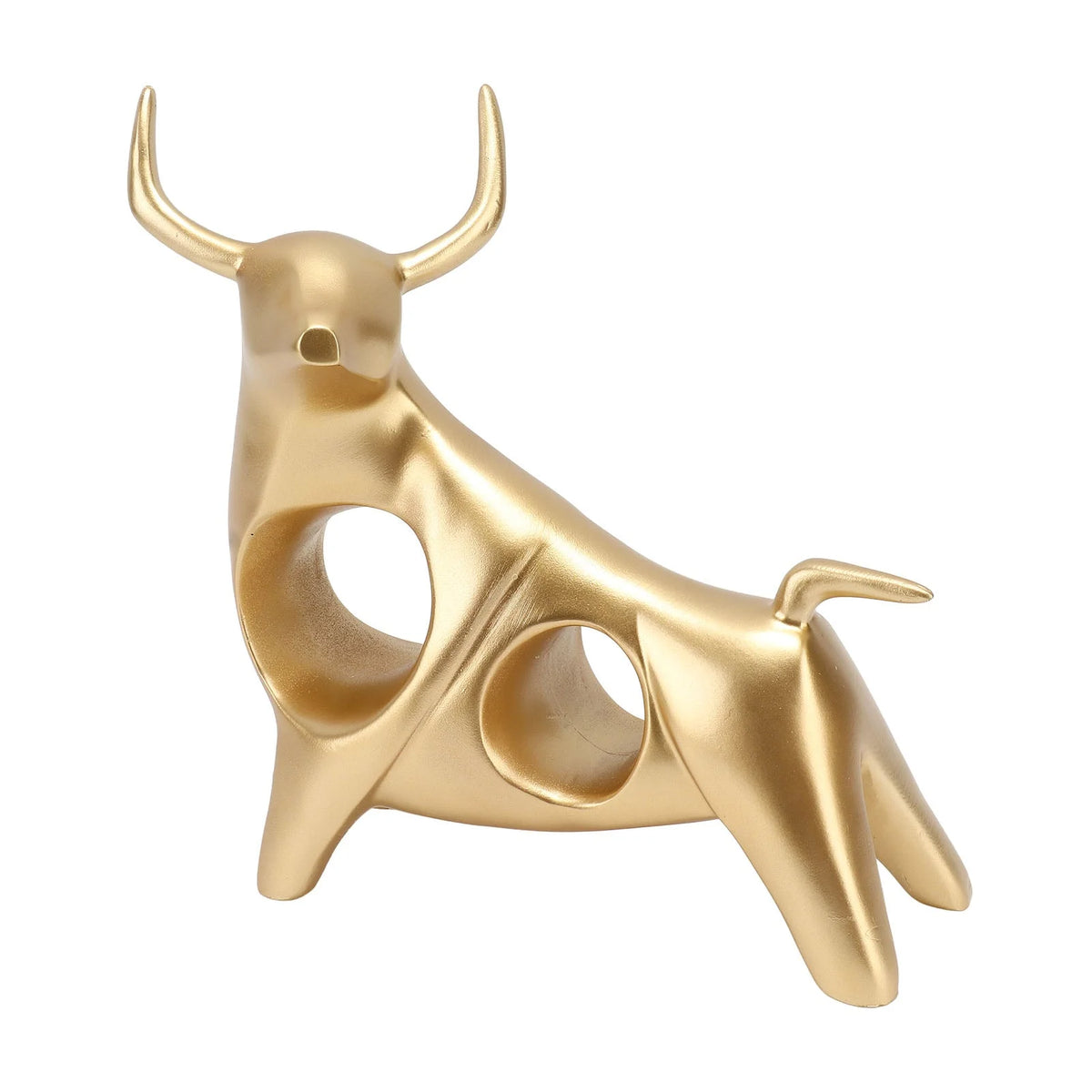 Estátua de Touro Dourado Abstrata em Resina para Decoração Lenogue