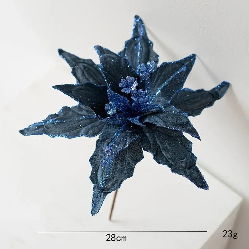 Flor Decorativa Natalina Flanela Dourada para Arranjos e árvore Lenogue
