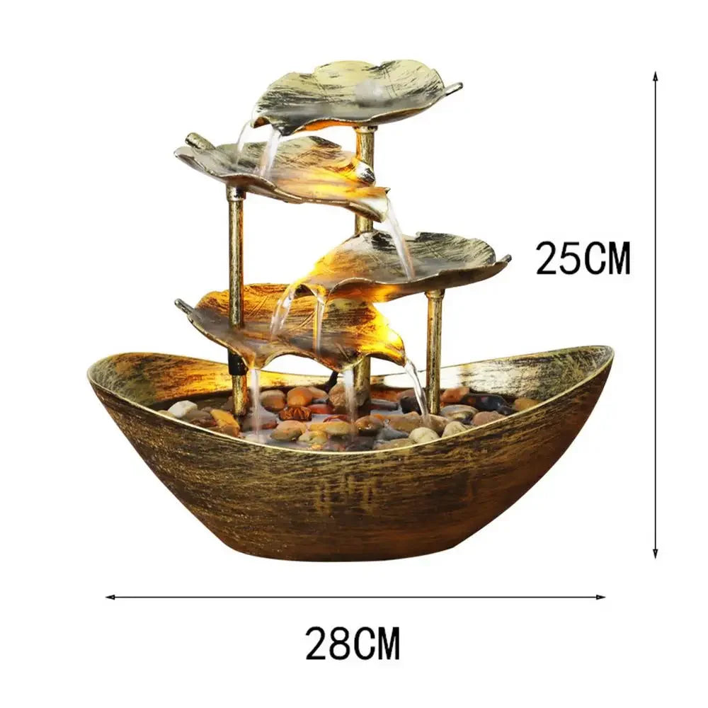Fonte Decorativa de Mesa com Cascata Lótus Led Bomba Usb Lenogue