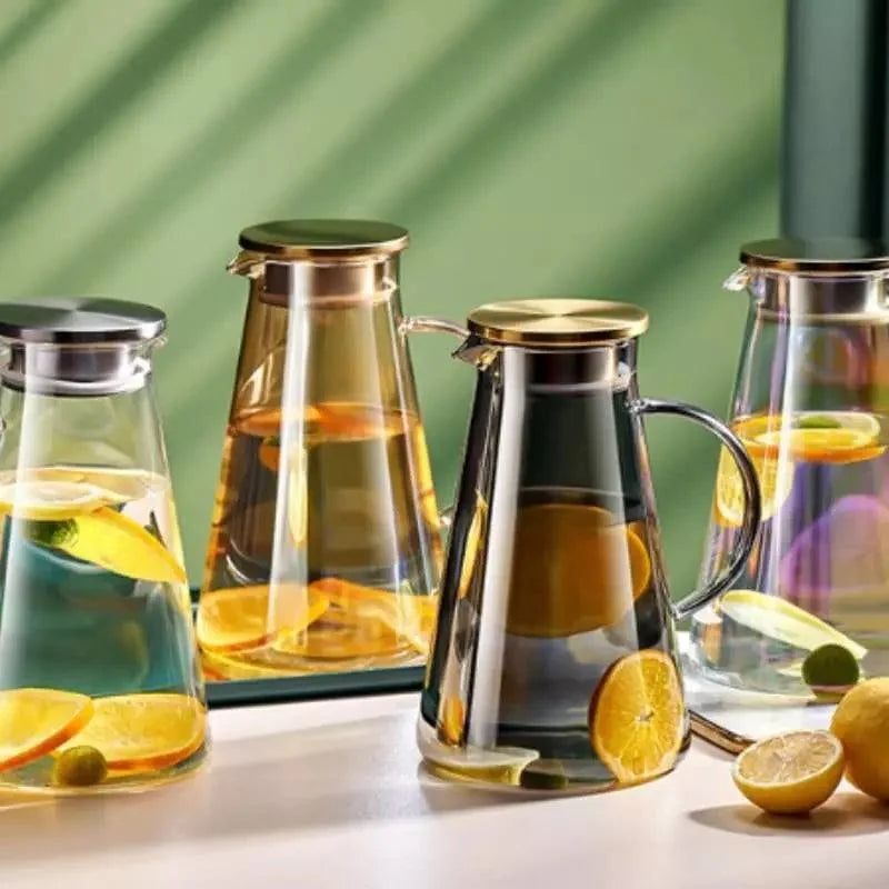 Jarra de Vidro Borossilicato com Tampa para Bebidas 2l Lenogue
