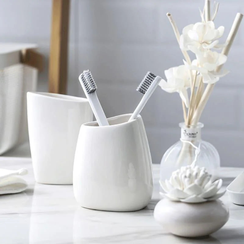 Kit de Banheiro em Cerâmica com 6 Peças para Lavabo Lenogue