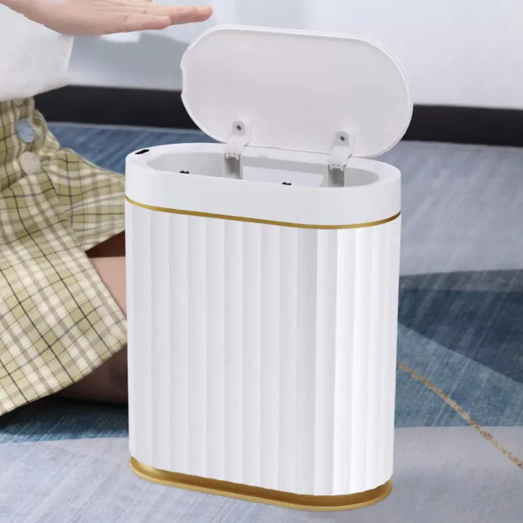 Lixeira Automática Oval 9l com Sensor para Banheiro e Cozinha Lenogue Branco (9l Oval)
