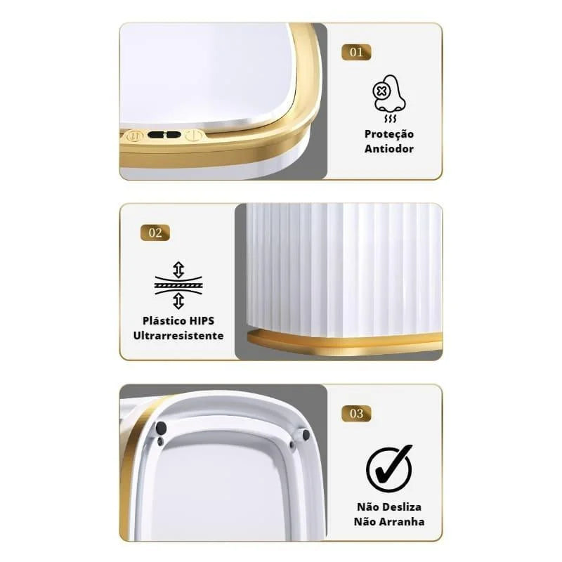 Lixeira Automática Redonda 9l com Sensor para Banheiro e Cozinha Lenogue Branco (9l Redonda)