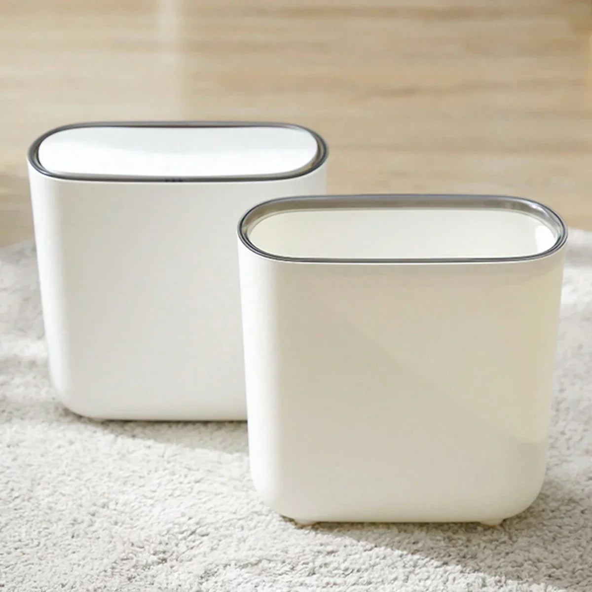 Lixeira com Tampa de Pressão Antiodor e Coleta Seletiva Lenogue Branco