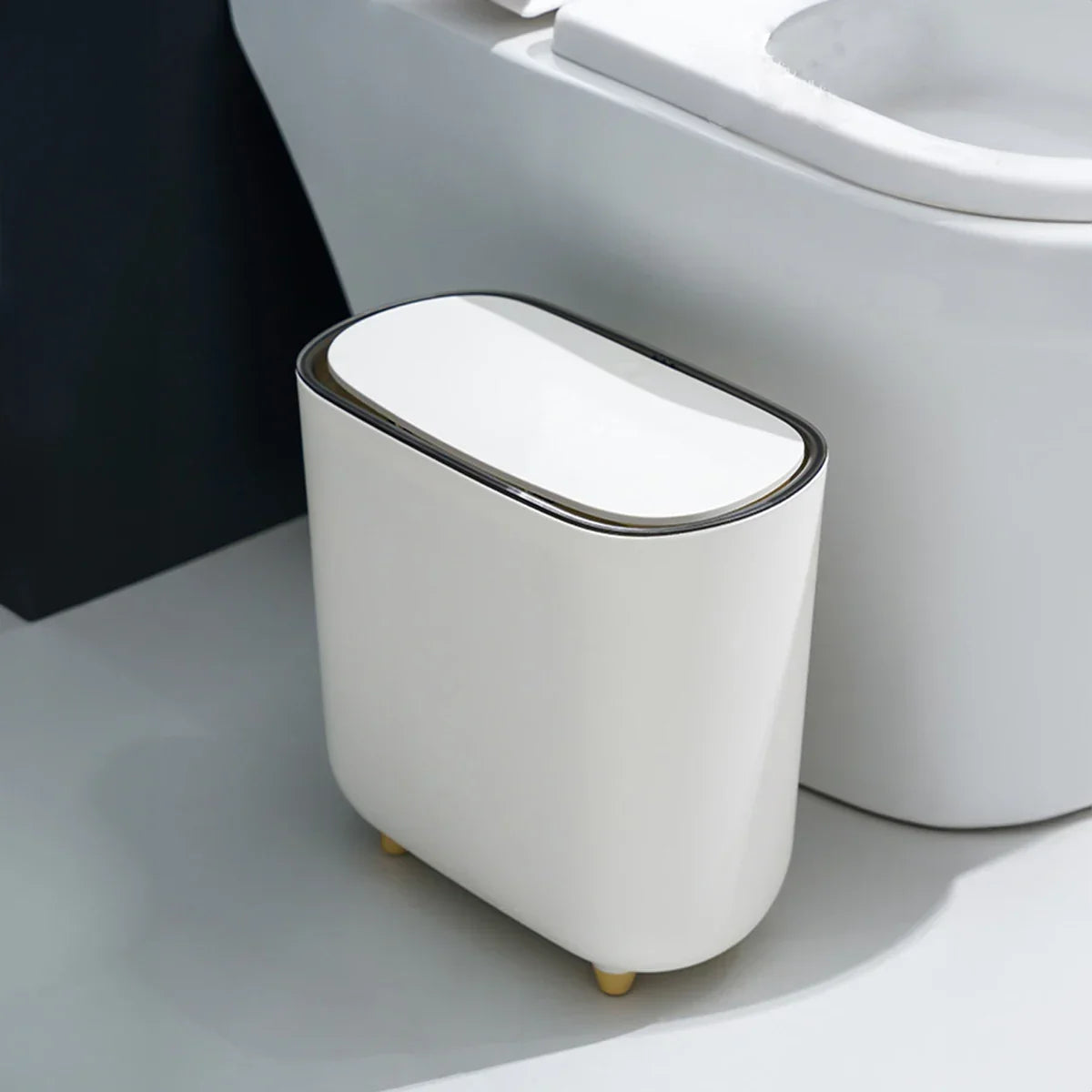 Lixeira com Tampa de Pressão Antiodor e Coleta Seletiva Lenogue Branco