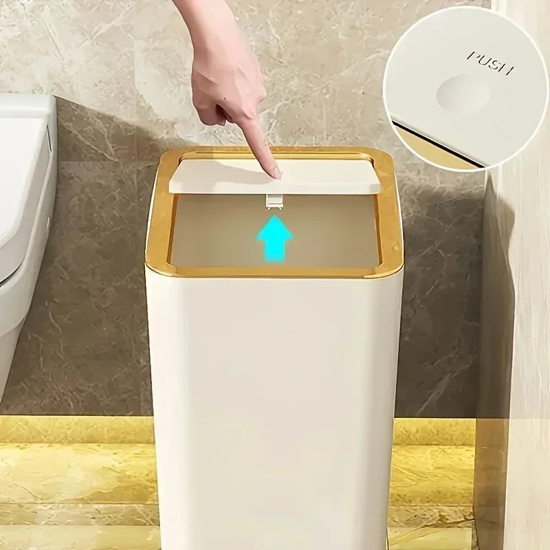 Lixeira com Tampa Pop Up e Vedação Antiodor para Banheiro Lenogue