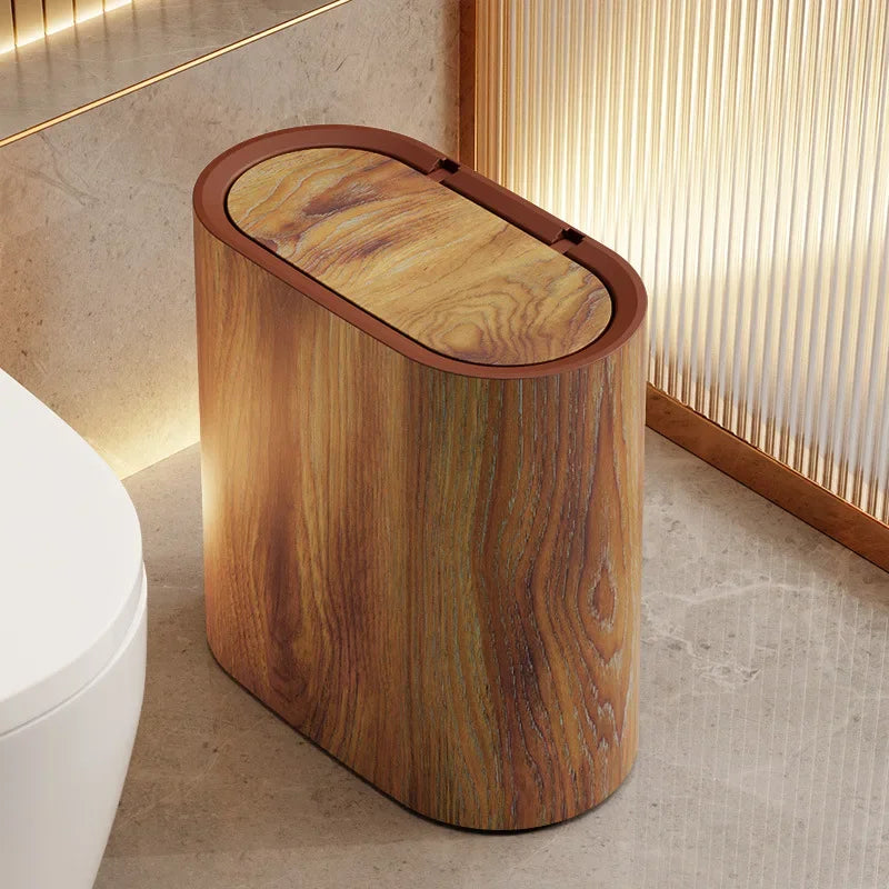 Lixeira Multiuso com Tampa em Design Moderno para Banheiro Lenogue Marrom