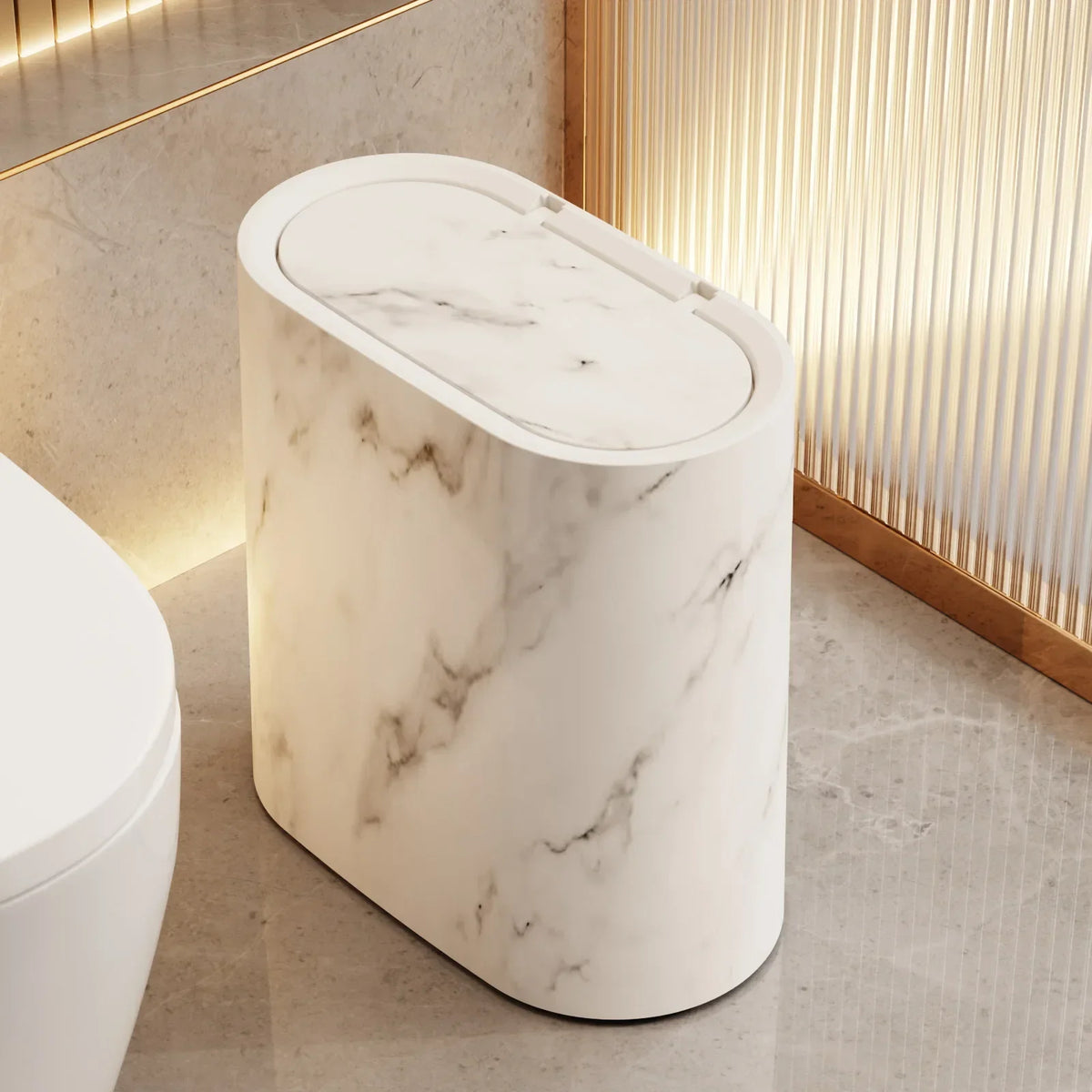 Lixeira Multiuso com Tampa em Design Moderno para Banheiro Lenogue Branco