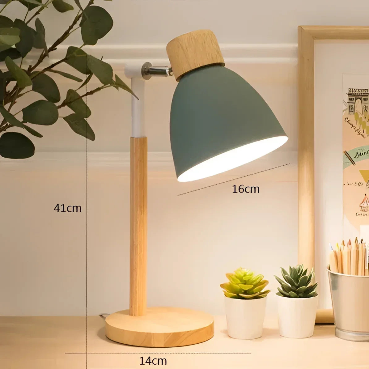 Luminária de Mesa Led com Cabeça Giratória para Quarto e Sala Lenogue Verde