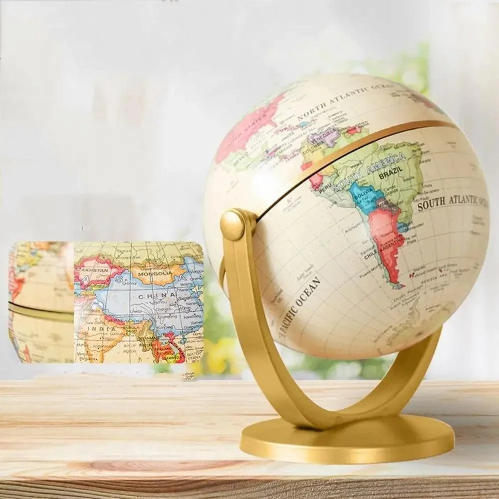 Mini Globo Terrestre Retrô para Decoração de Estante Lenogue Branco