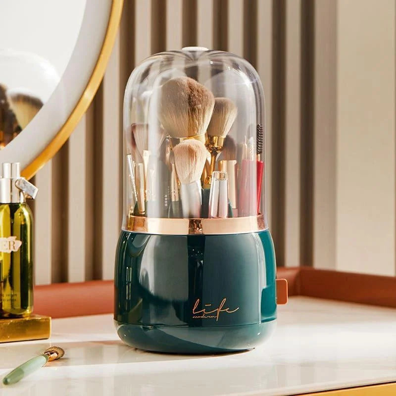 Organizador Porta Pincéis de Maquiagem Giratório com Design Moderno Lenogue Verde Escuro