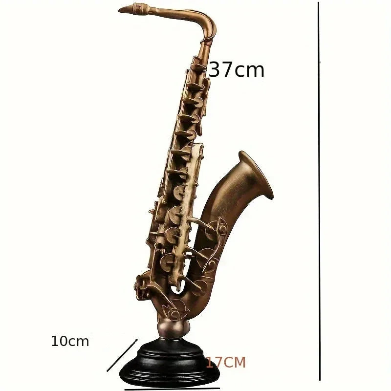 Ornamento Decorativo de Resina Violino e Saxofone Dourado Lenogue