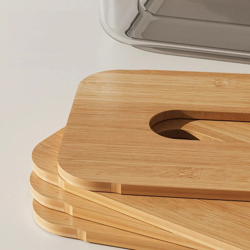 Porta Lenços Estilo Japonês com Tampa de Bambu Lenogue