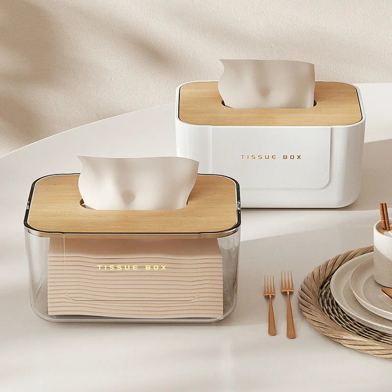 Porta Lenços Estilo Japonês com Tampa de Bambu Lenogue