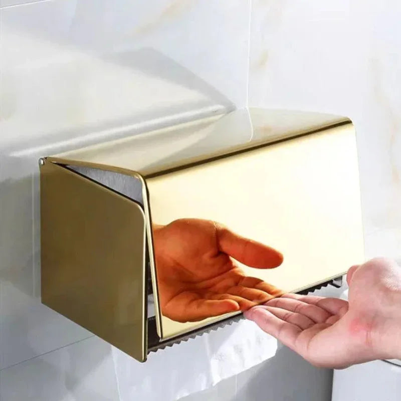 Porta Papel Higiênico com Tampa e Suporte Celular em Aço Inox Lenogue
