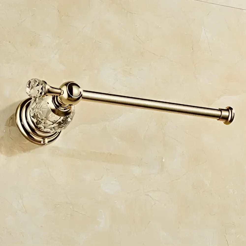 Porta Papel Higiênico Dourado Detalhe em Cristal Lenogue