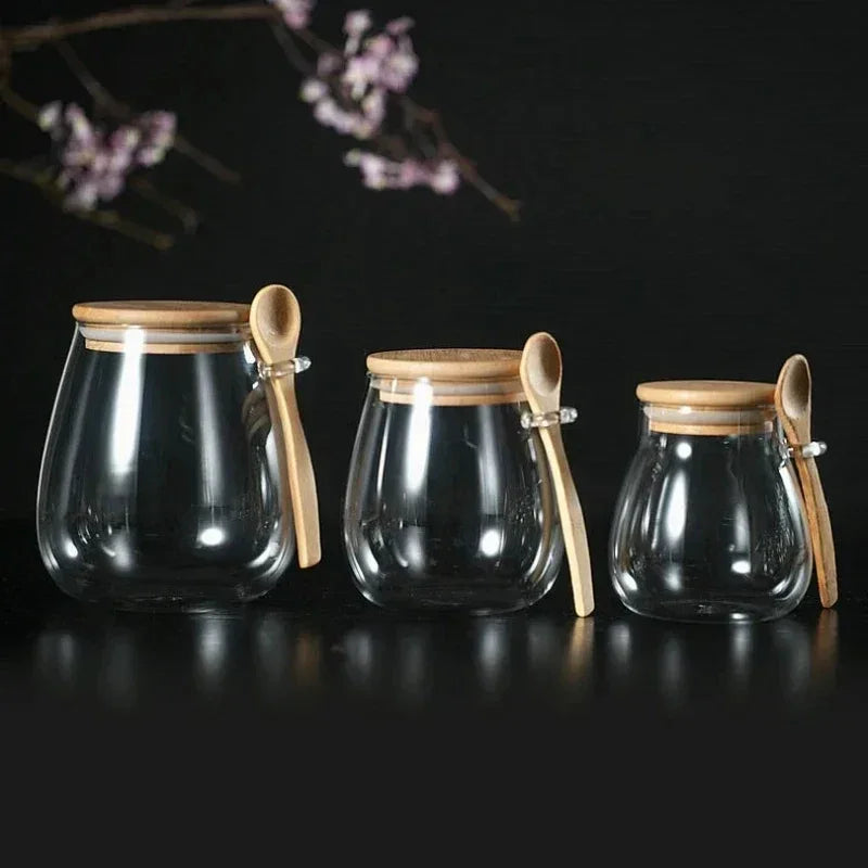Pote Hermético de Vidro com Tampa Vedada para Café e Açúcar Lenogue