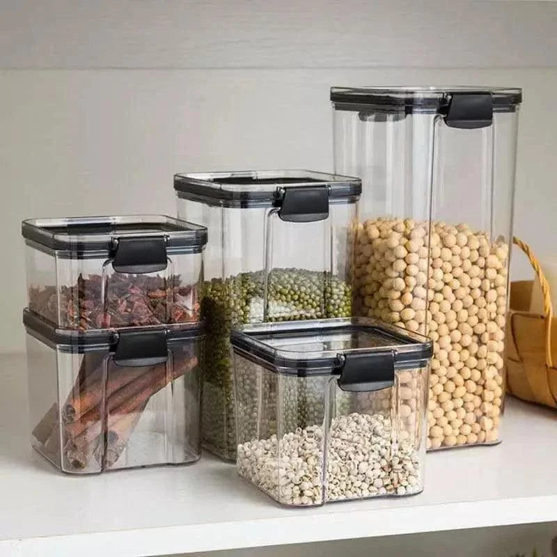 Potes Herméticos Transparente com Vedação para Mantimentos Lenogue 5 Peças (1x460ml / 2x700ml / 1x1300ml / 1x1800ml)