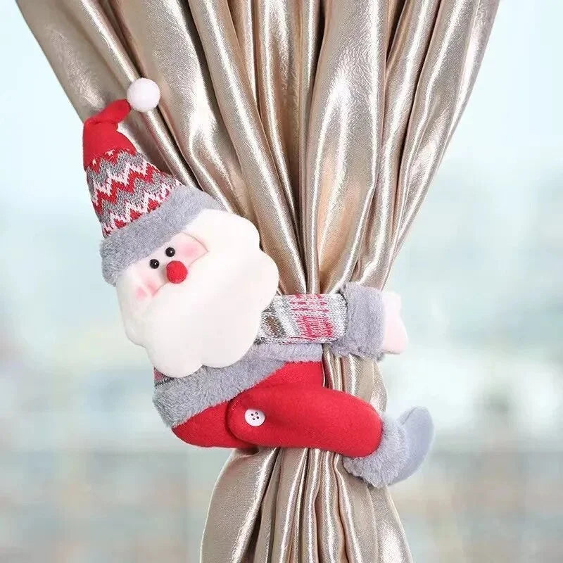 Prendedor de Cortina Natalino Vermelho para Decoração Festiva Lenogue Papai Noel