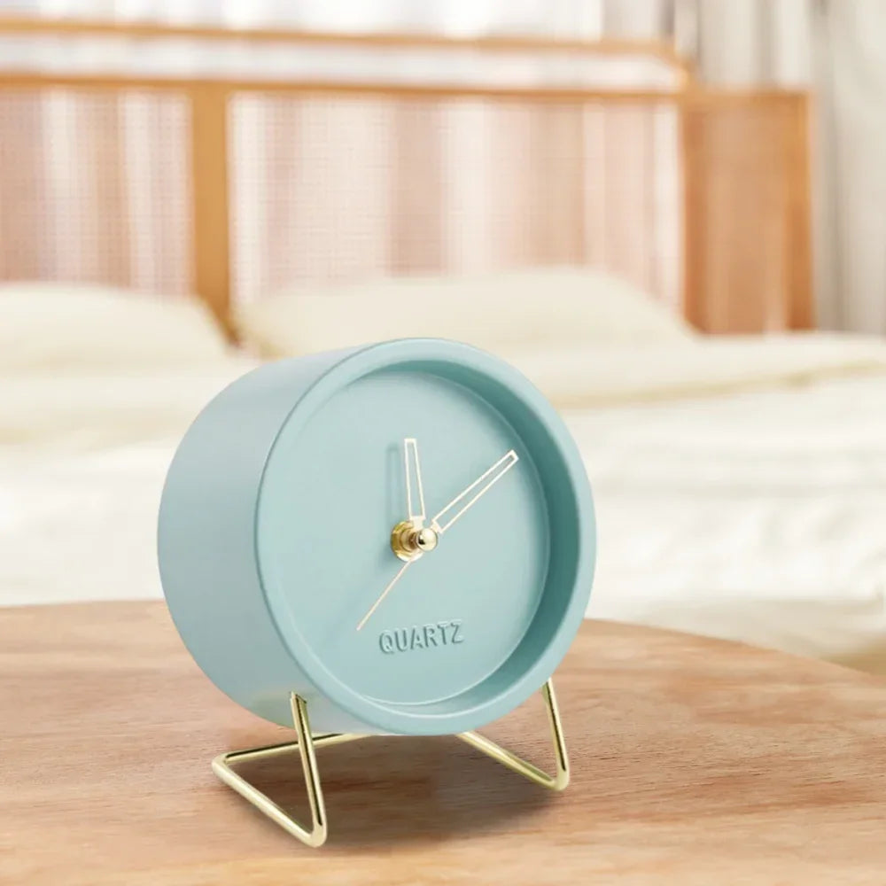 Relógio de Mesa Metálico Estilo Nórdico para Escritório e Quarto Lenogue Azul